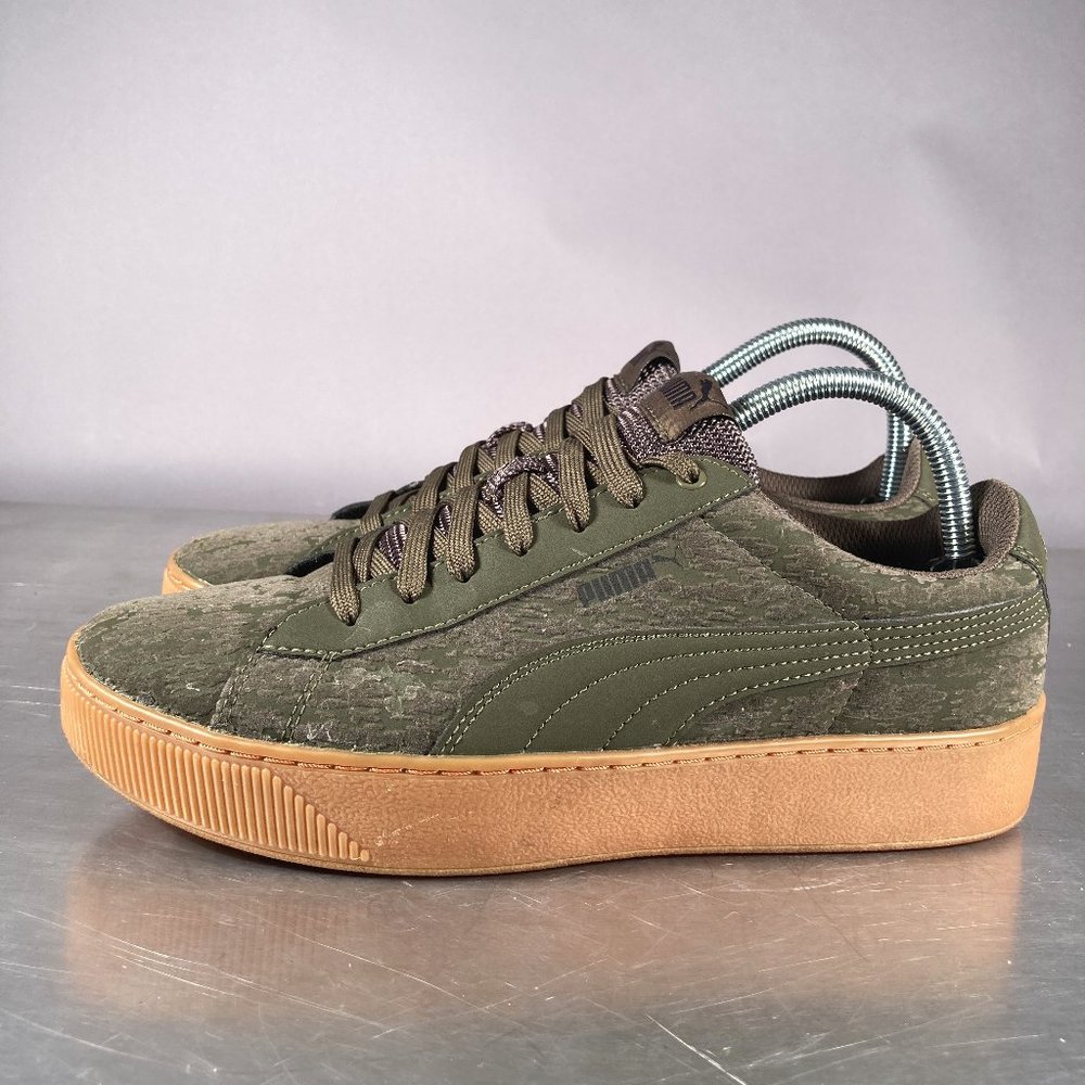 Puma Texture Green Vikky Platform VR Sneakers Trainers Shoes 363730 Womens sz 10